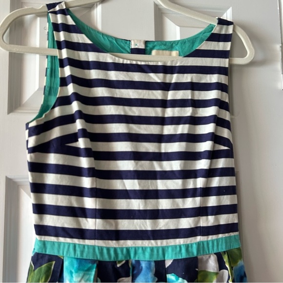 MODCLOTH Fit n Flare Striped Floral Blue Dress - Picture 6 of 9